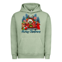 Pigment Oil Green merry christmas gnomes truck Urban Hoodie - FaDigitalArtStudio