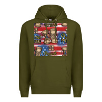 Army Green proud veteran seamless pattern Premium Hoodie - HRA Design Shop
