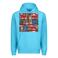 Ocean Blue proud veteran seamless pattern Premium Hoodie - HRA Design Shop