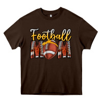 Chocolate Brown Football Mom Heavy Core Tee - CowhideDigitalArt