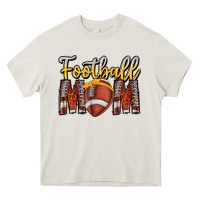 Cream Football Mom Heavy Core Tee - CowhideDigitalArt