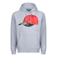 Heather Grey red softball cap fa element Premium Hoodie - FaDigitalArtStudio