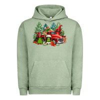 Pigment Oil Green merry christmas truck afro gnomies Urban Hoodie - FaDigitalArtStudio