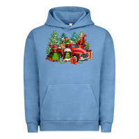 Pigment Pebble Blue merry christmas truck afro gnomies Urban Hoodie - FaDigitalArtStudio