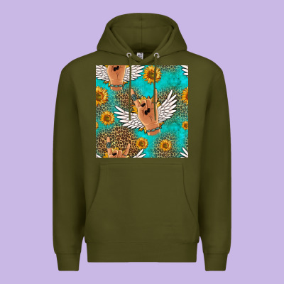 Rock N Roll Hands Seamless Pattern Premium Hoodie Designed By Hra Design Shop