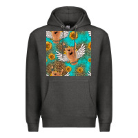 Charcoal Heather rock n roll hands seamless pattern Premium Hoodie - HRA Design Shop