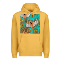 Mustard rock n roll hands seamless pattern Premium Hoodie - HRA Design Shop