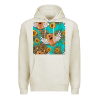 Oatmeal Heather rock n roll hands seamless pattern Premium Hoodie - HRA Design Shop
