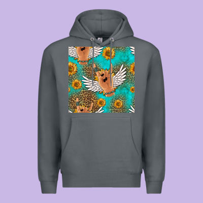 Rock N Roll Hands Seamless Pattern Premium Hoodie Designed By Hra Design Shop