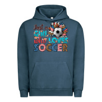 Pigment Midnight Navy just a girl who loves soccer Urban Hoodie - HRA Design Shop