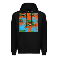 Black funny frogs seamless pattern Premium Hoodie - HRA Design Shop