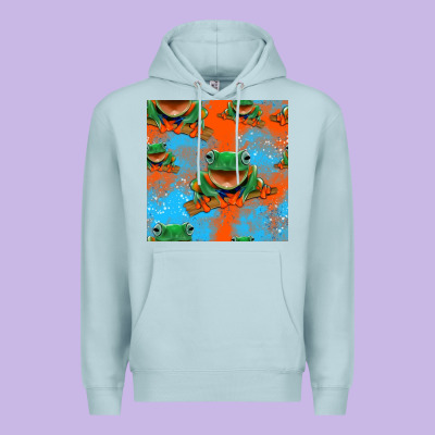 Funny Frogs Seamless Pattern Premium Hoodie Designed By Hra Design Shop