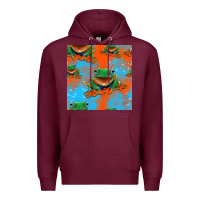 Burgundy funny frogs seamless pattern Premium Hoodie - HRA Design Shop