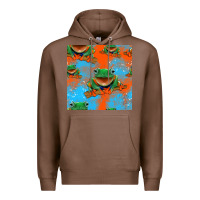 Chestnut funny frogs seamless pattern Premium Hoodie - HRA Design Shop