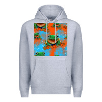 Heather Grey funny frogs seamless pattern Premium Hoodie - HRA Design Shop