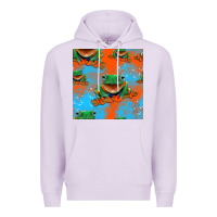 Lilac funny frogs seamless pattern Premium Hoodie - HRA Design Shop