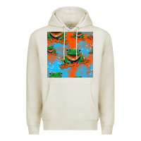 Oatmeal Heather funny frogs seamless pattern Premium Hoodie - HRA Design Shop