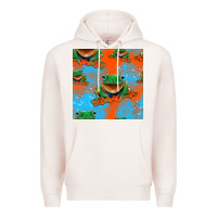 Pale Pink funny frogs seamless pattern Premium Hoodie - HRA Design Shop