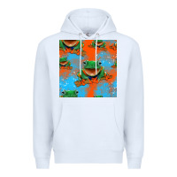 White funny frogs seamless pattern Premium Hoodie - HRA Design Shop
