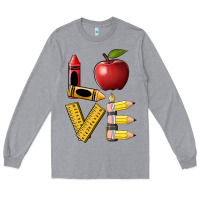Heather Grey love teacher Long Sleeve Tee - BarkalooDesign