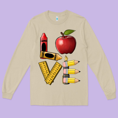 Love Teacher Long Sleeve Tee Designed By Barkaloodesign