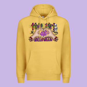 This Girl Loves Halloween Premium Hoodie Designed By Cowhidedigitalart