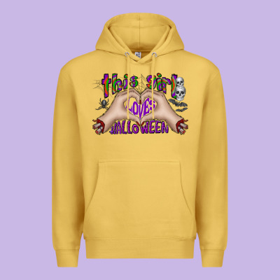 This Girl Loves Halloween Premium Hoodie Designed By Cowhidedigitalart