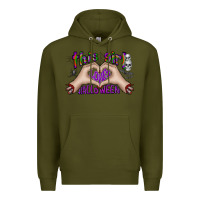 Army Green this girl loves halloween Premium Hoodie - CowhideDigitalArt