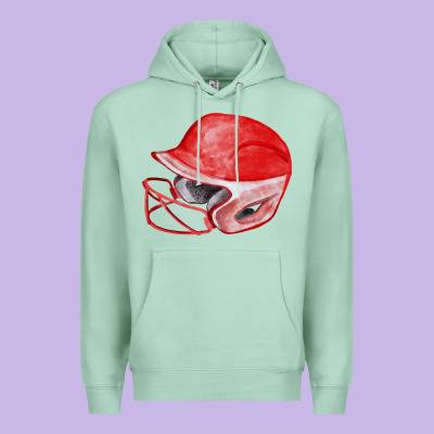 Red Softball Helmet Fa Element Premium Hoodie Designed By Fadigitalartstudio