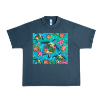 Midnight Navy Turtle summer seashells starfish seaweed Urban Heavy Tee - Artiststas