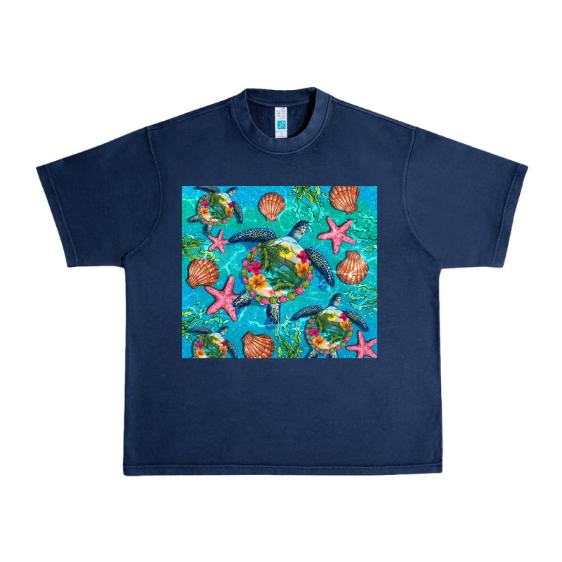 Turtle Summer Seashells Starfish Seaweed Urban Heavy Tee by Artiststas | Teevron