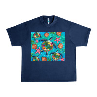 Navy Turtle summer seashells starfish seaweed Urban Heavy Tee - Artiststas