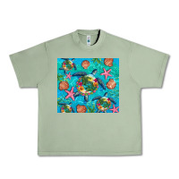 Oil Green Turtle summer seashells starfish seaweed Urban Heavy Tee - Artiststas