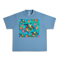 Pebble Blue Turtle summer seashells starfish seaweed Urban Heavy Tee - Artiststas