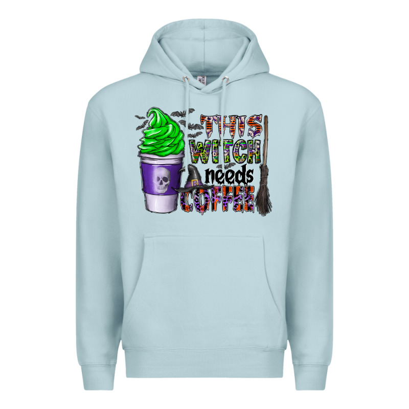 This Witch Needs Coffee Premium Hoodie by CowhideDigitalArt | Teevron