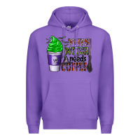 Purple this witch needs coffee Premium Hoodie - CowhideDigitalArt