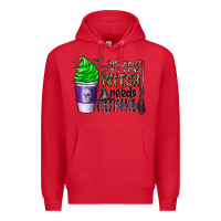 Red this witch needs coffee Premium Hoodie - CowhideDigitalArt