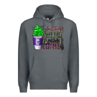 Rock this witch needs coffee Premium Hoodie - CowhideDigitalArt