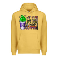 Antique Gold this witch needs coffee Premium Hoodie - CowhideDigitalArt