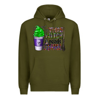 Army Green this witch needs coffee Premium Hoodie - CowhideDigitalArt