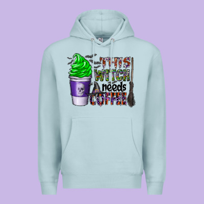 This Witch Needs Coffee Premium Hoodie Designed By Cowhidedigitalart