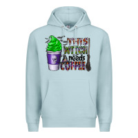 Blue Mist this witch needs coffee Premium Hoodie - CowhideDigitalArt