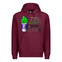 Burgundy this witch needs coffee Premium Hoodie - CowhideDigitalArt