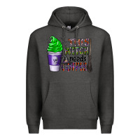 Charcoal Heather this witch needs coffee Premium Hoodie - CowhideDigitalArt
