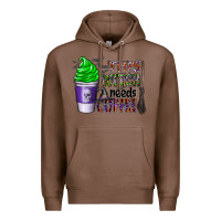 Chestnut this witch needs coffee Premium Hoodie - CowhideDigitalArt