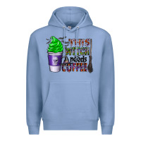 Colony Blue this witch needs coffee Premium Hoodie - CowhideDigitalArt
