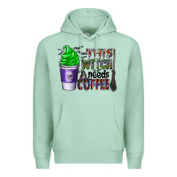 Seafoam this witch needs coffee Premium Hoodie - CowhideDigitalArt