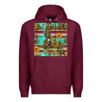 Burgundy sunflowers donkey seamless pattern Premium Hoodie - HRA Design Shop