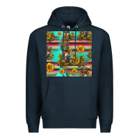 Navy sunflowers donkey seamless pattern Premium Hoodie - HRA Design Shop