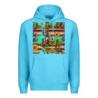 Ocean Blue sunflowers donkey seamless pattern Premium Hoodie - HRA Design Shop